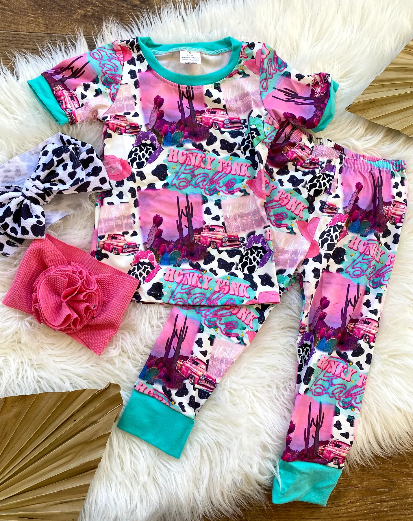 (Promotion) Kids short sleeved western print pajamas E11-4