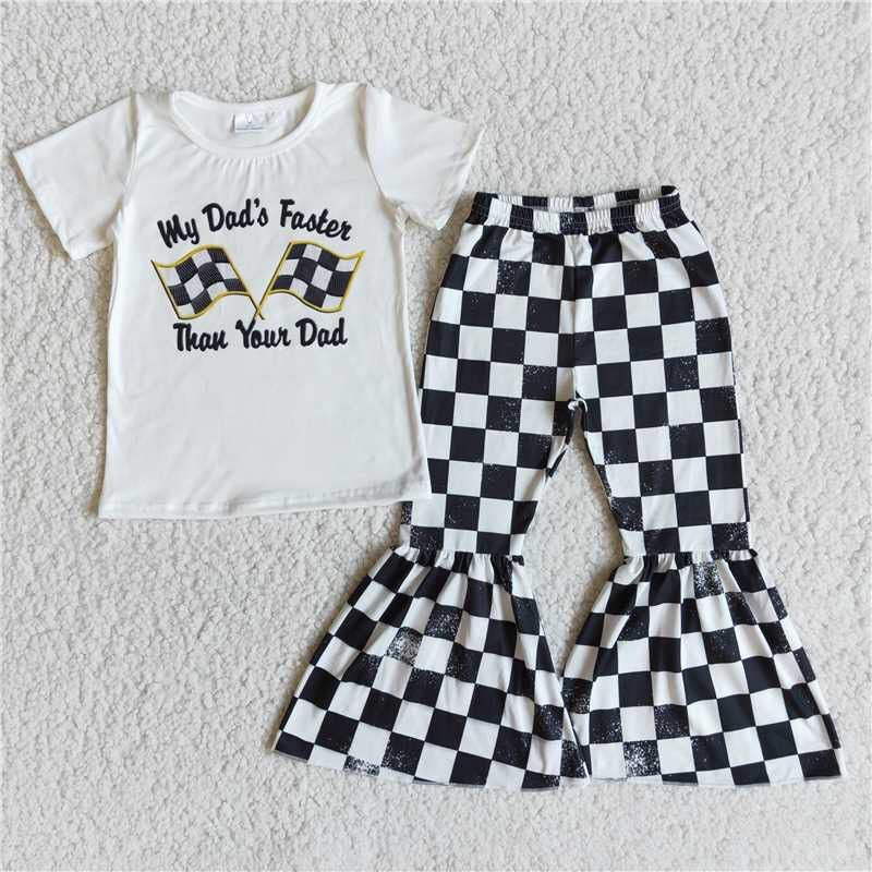 (Promotion)Short sleeve bell bottom pants outfits E8-29