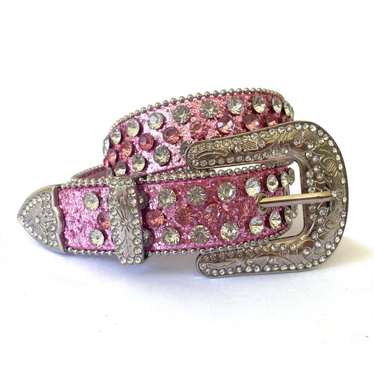 Rhinestones pink cross belt for pants 31.5inches    GB0004