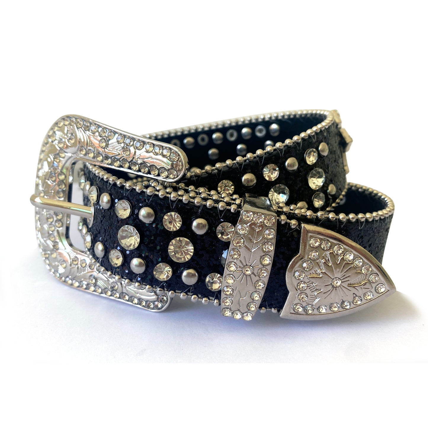 Rhinestones black cross belt for pants 31.5inches GB0005