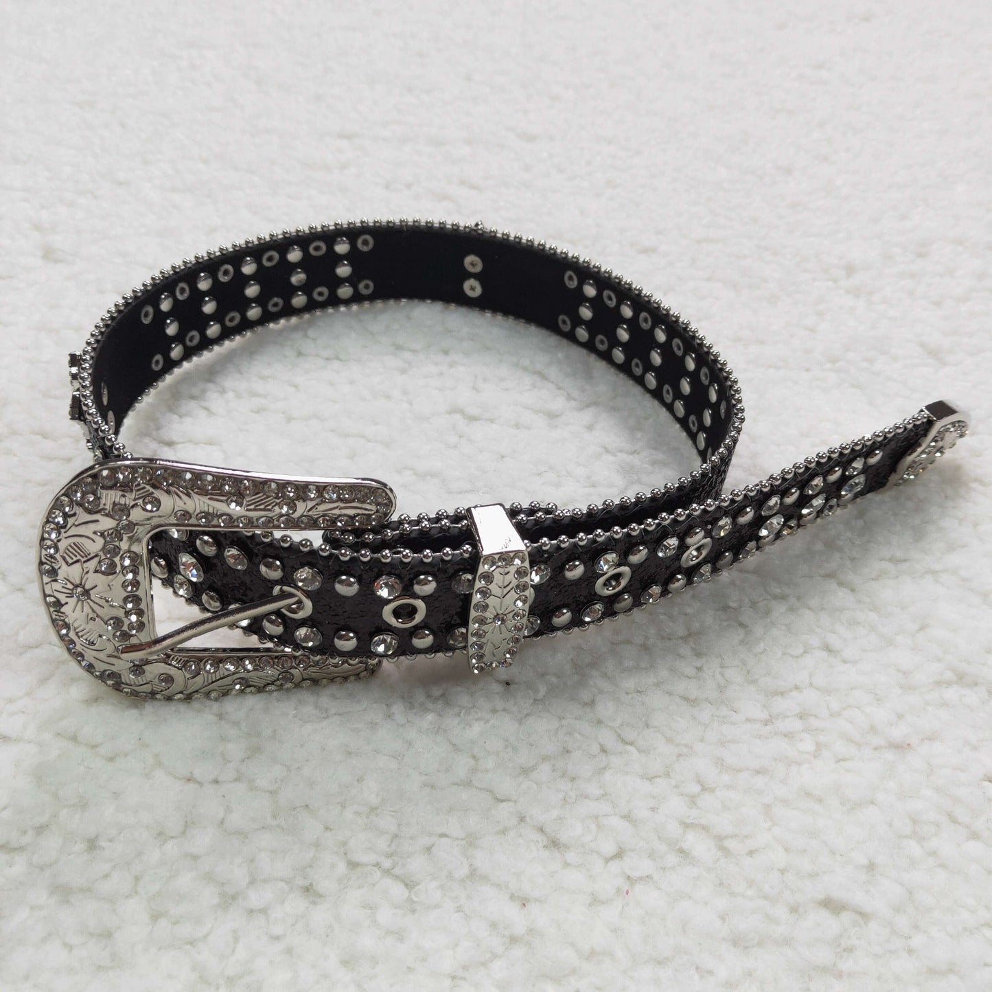 Rhinestones black cross belt for pants 31.5inches GB0005