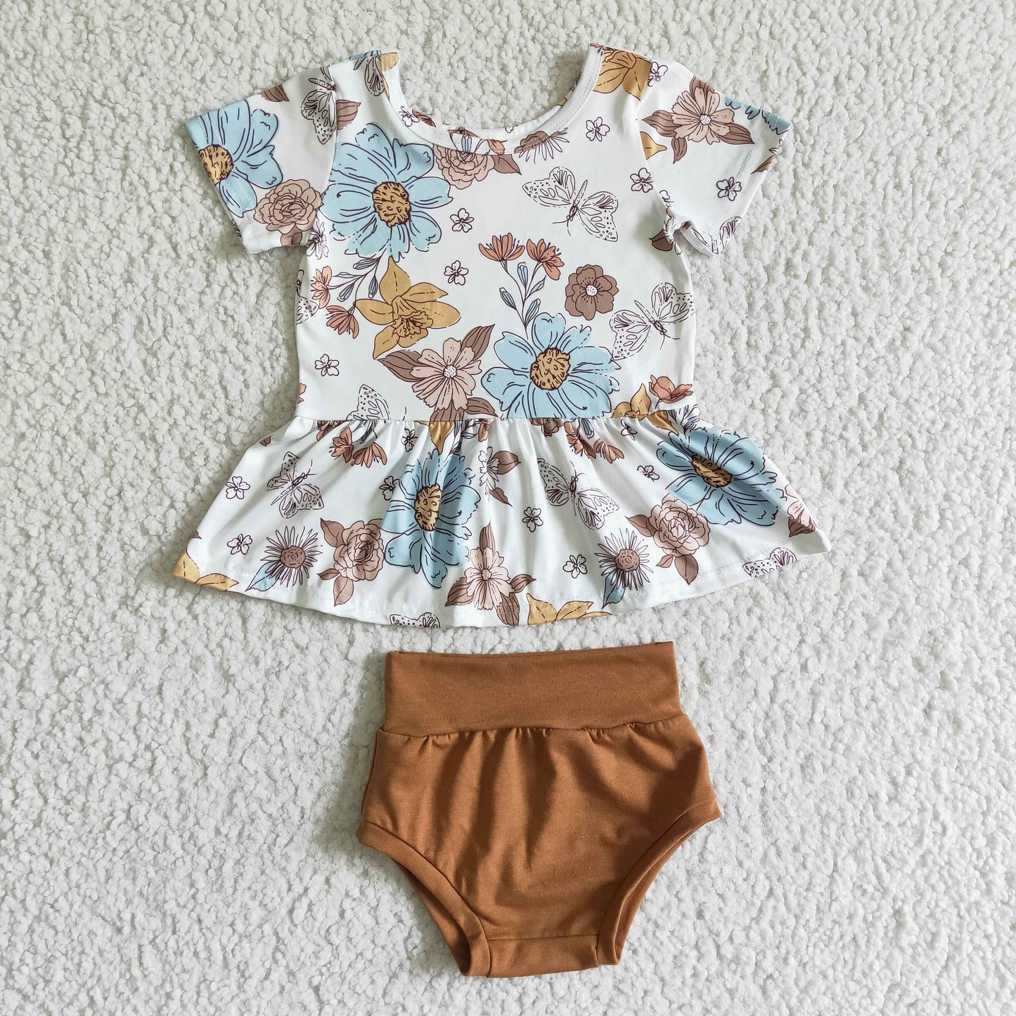(Promotion)Floral peplum brown bummie outfits GBO0032