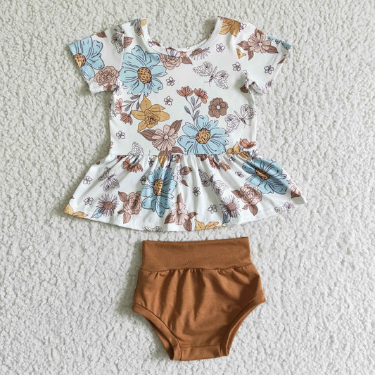 (Promotion)Floral peplum brown bummie outfits GBO0032