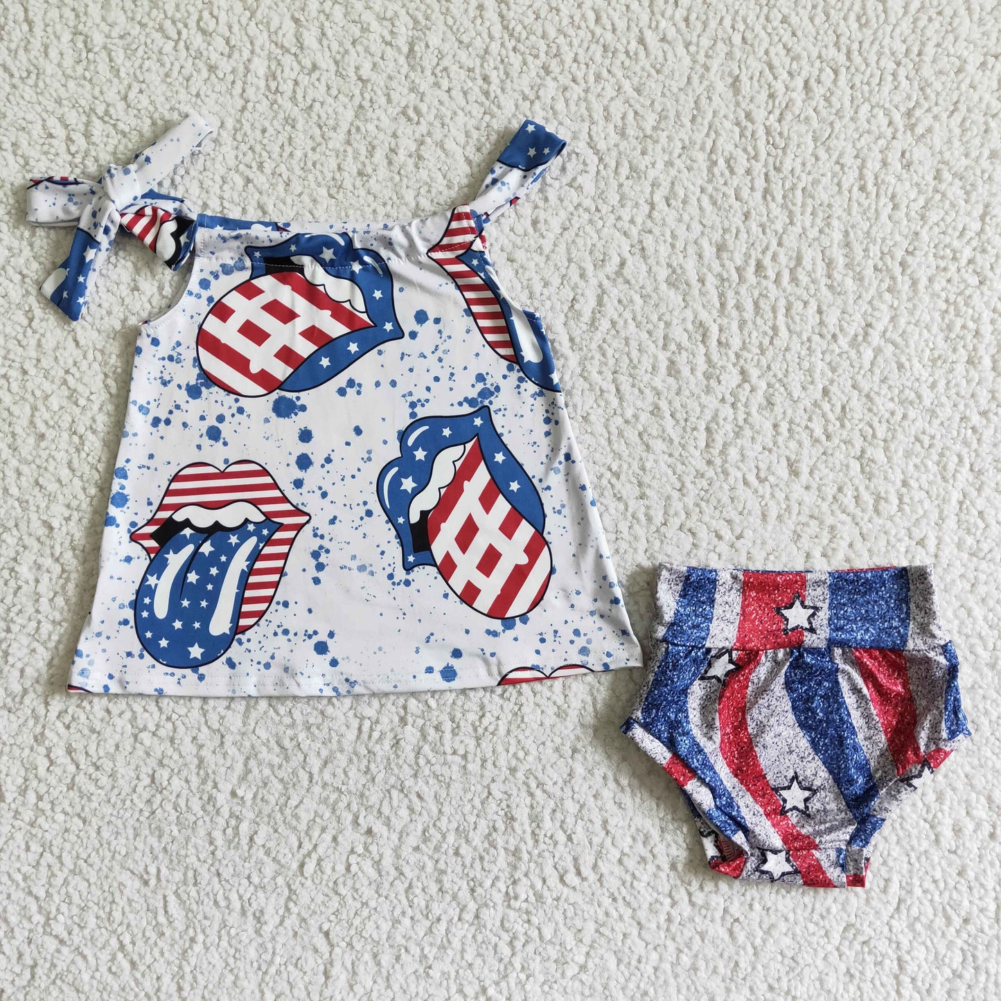 (Promotion)Baby girls 4th of July bummie outfits GBO0042
