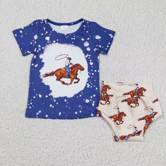 (Promotion)Short sleeve western print bummie outfits GBO0064