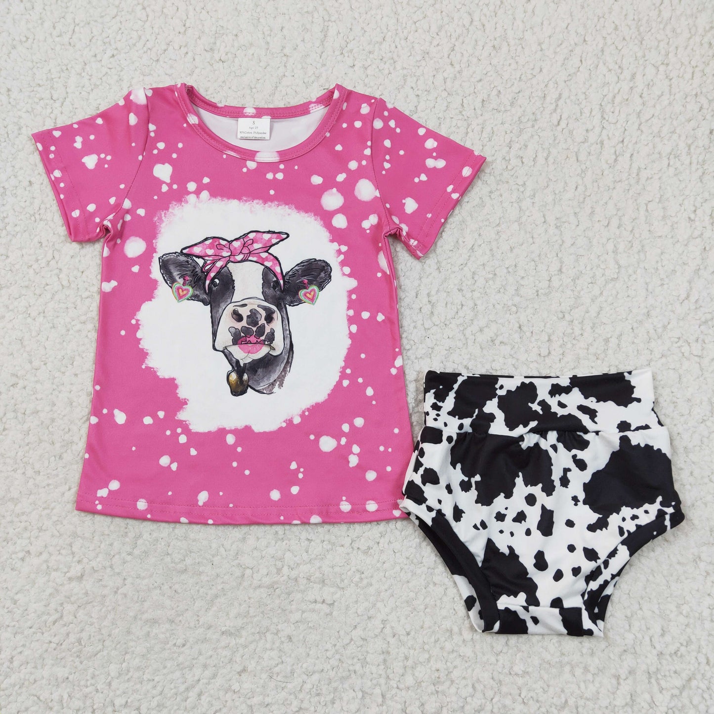 (Promotion)Short sleeve heifer print bummie outfits GBO0065