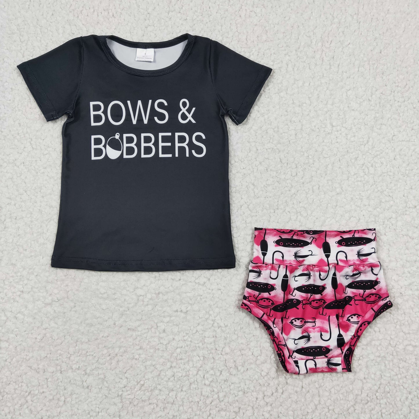 (Promotion)Baby girls fishing print bummie summer 3 pieces outfits GBO0072