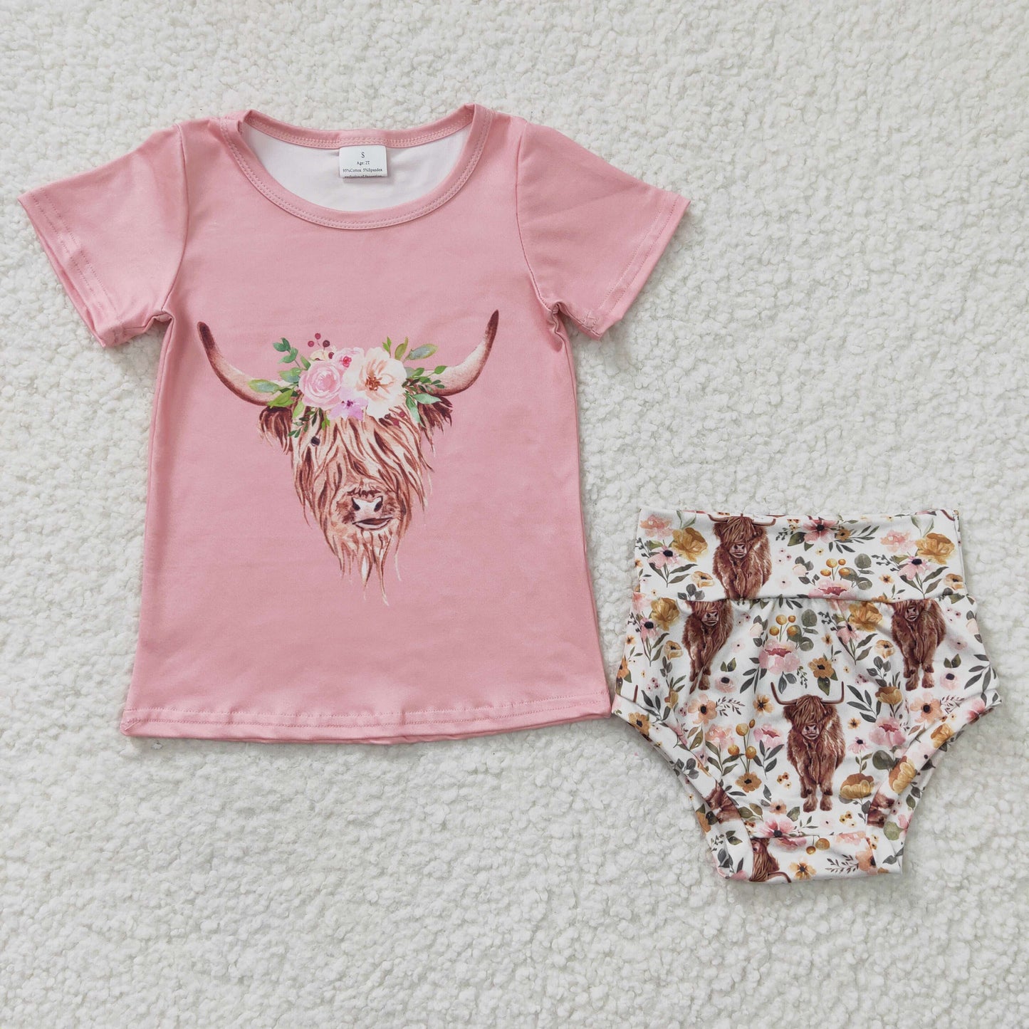 Highland Cow Flowers Western Print Sisters Summer Matching Clothes