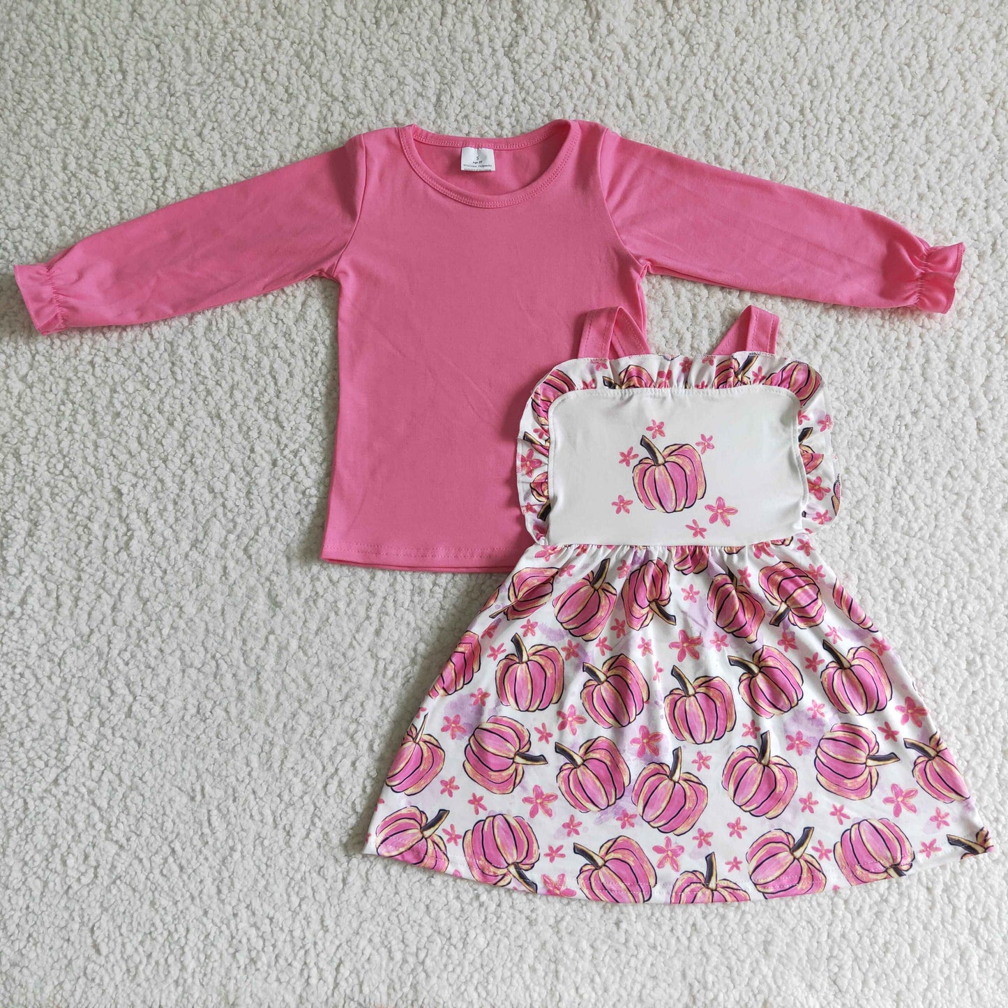 Girls pink fall pumpkin Outfits GLD0032