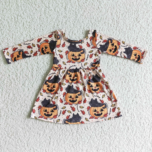 (Promotion)Pumpkin Cat Girls Halloween dress   GLD0065