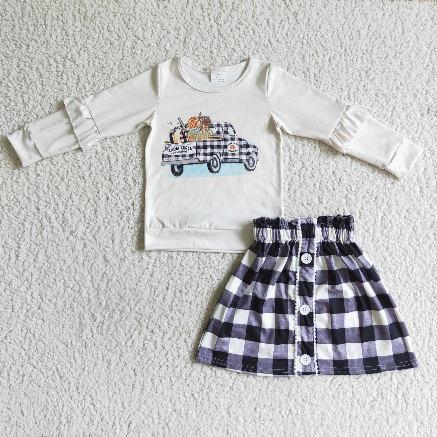 (Promotion)Girls fall pumpkin outfits   GLD0070
