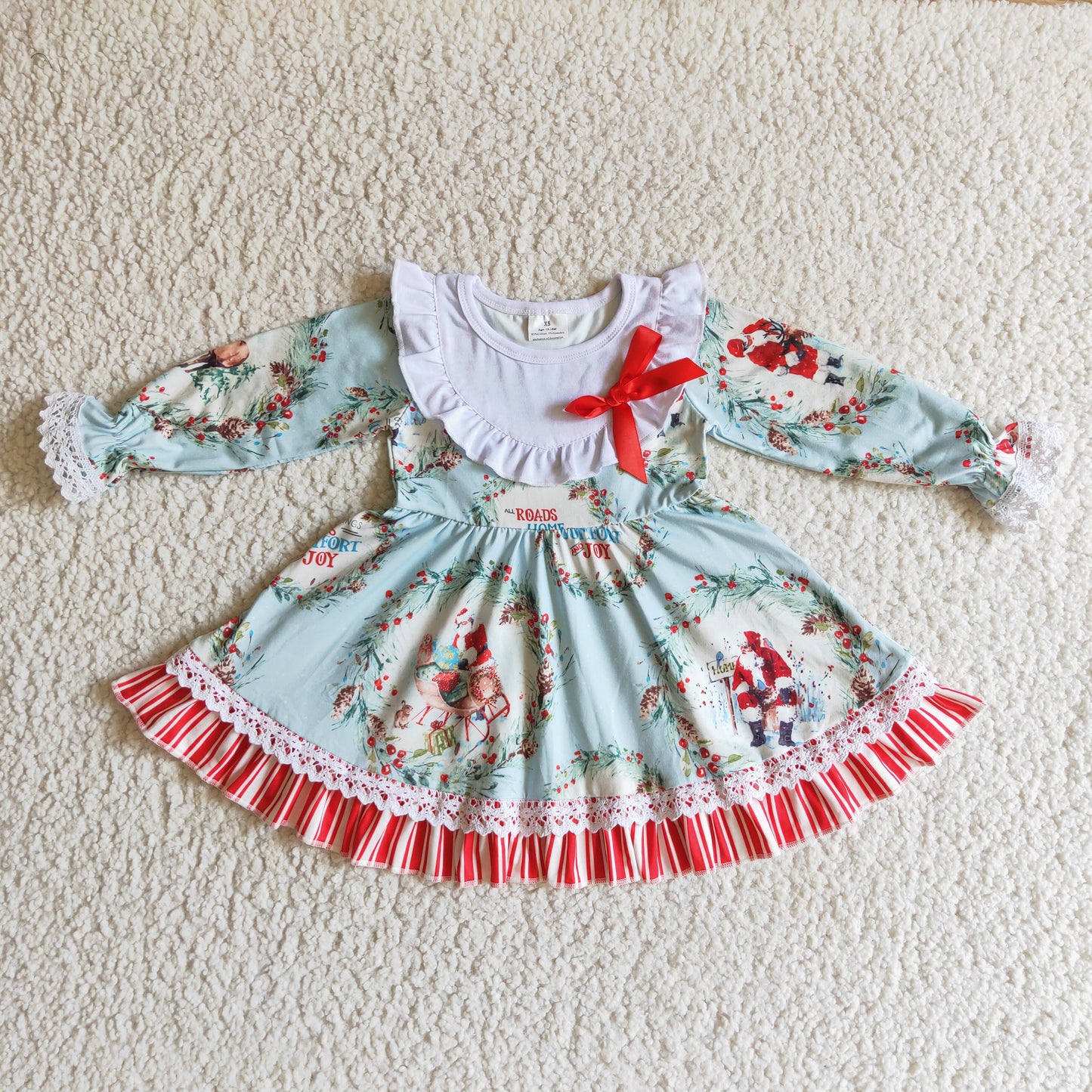 (Promotion)Girls long sleeve Christmas dress GLD0098