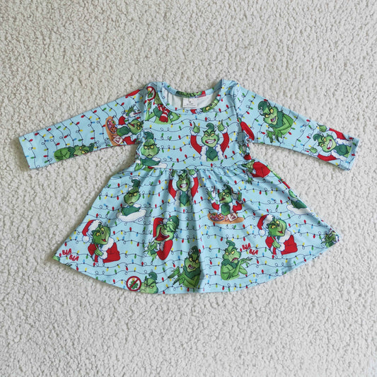 (Promotion)Girls Christmas blue dress       GLD0103