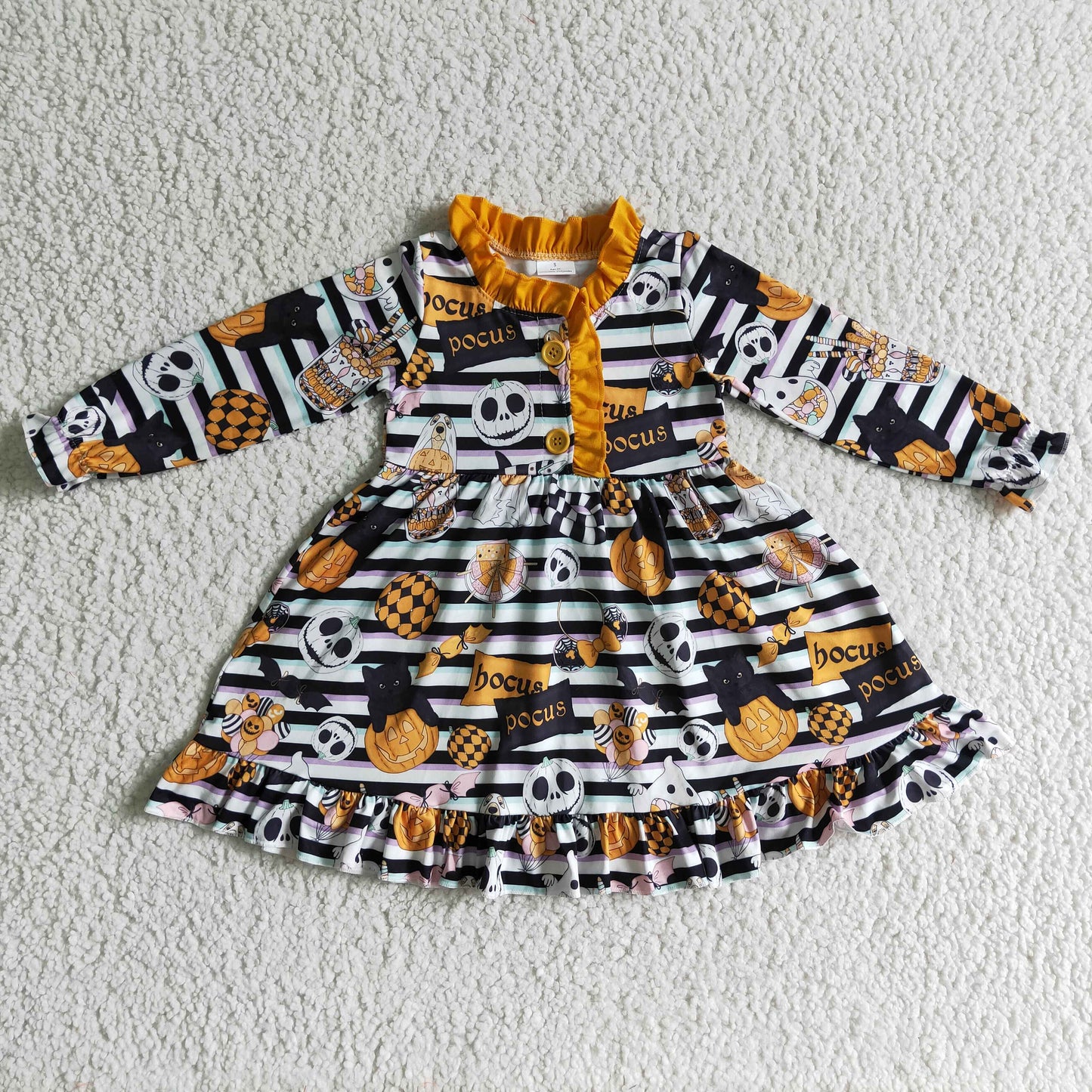 (Promotion)Spooky Pumpkin Candy Print Girls Halloween Pajamas Gown Dress      GLD0104