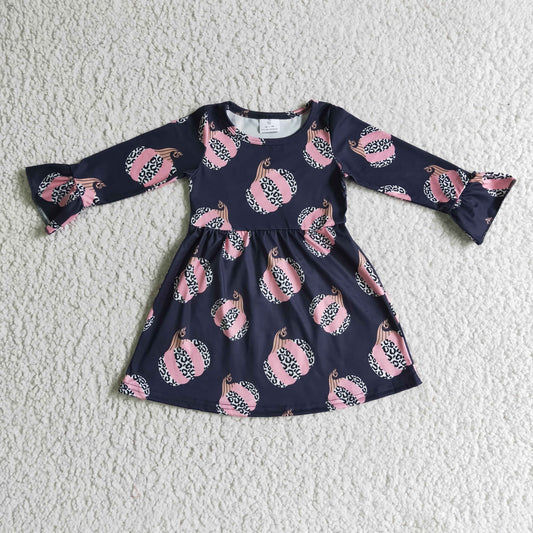 (Promotion)Girls punpkin print dress      GLD0113