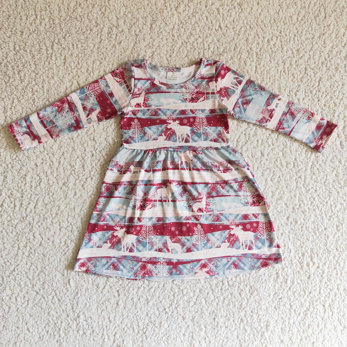 (Promotion)Girls long sleeve Christmas dress       GLD0116