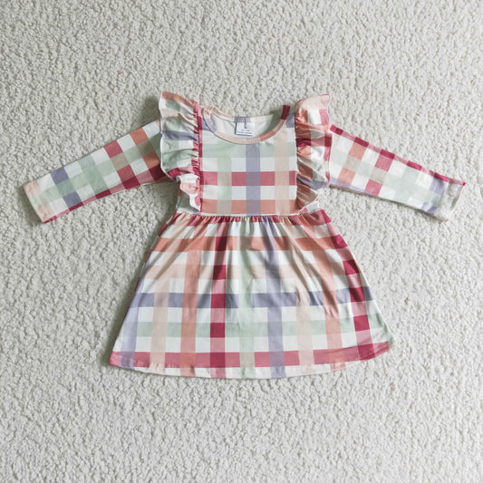 Girls long sleeve plaid dress       GLD0117