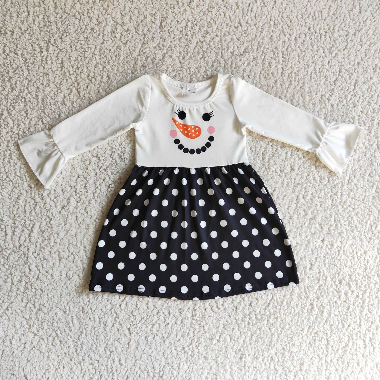 (Promotion)Girls long sleeve snowman design dress GLD0119