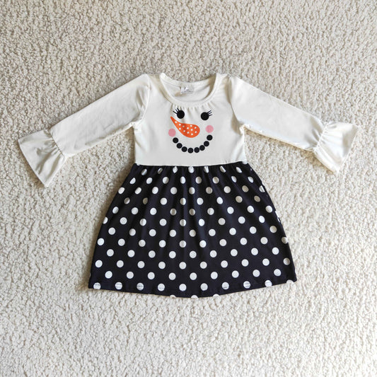 (Promotion)Girls long sleeve snowman design dress       GLD0119