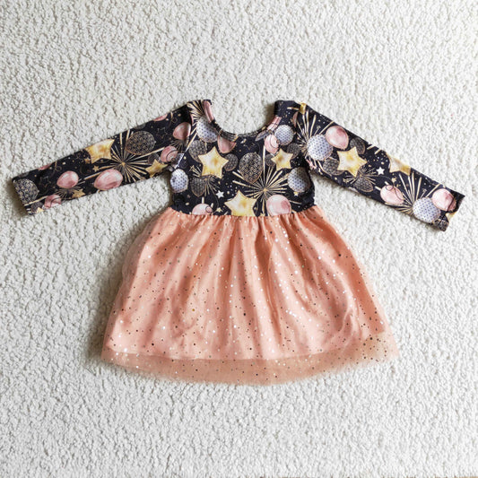(Promotion)Girls happy new year tutu dress     GLD0125