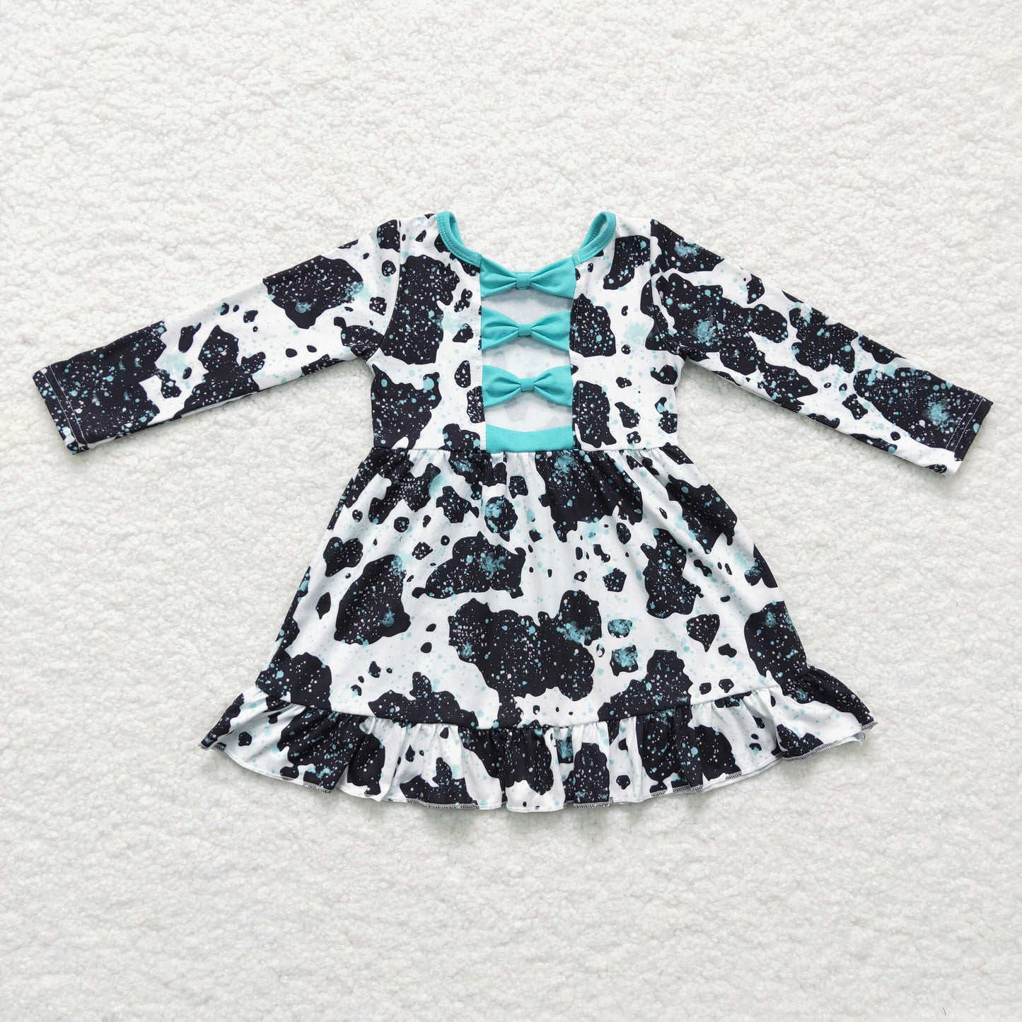 Girls cow print dress GLD0128