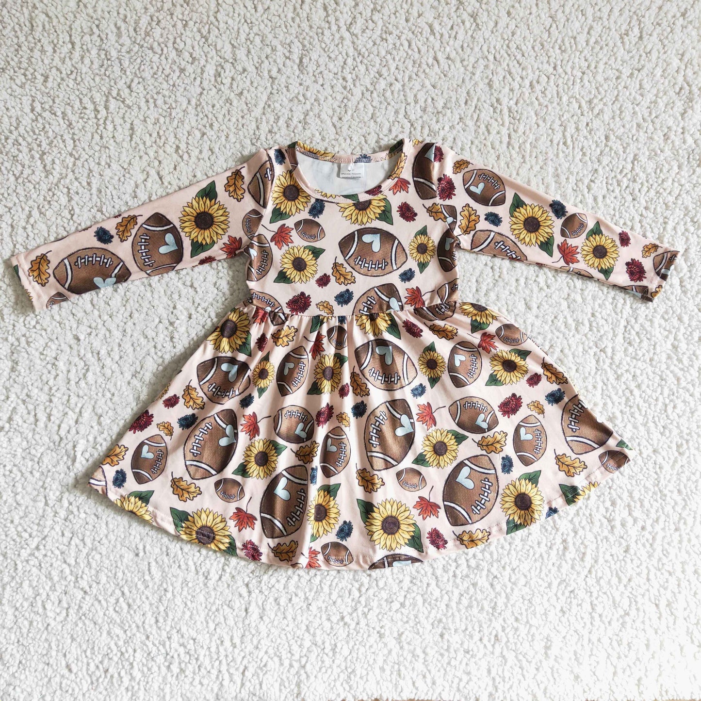 Girls long sleeve football sunflower print dress GLD0137