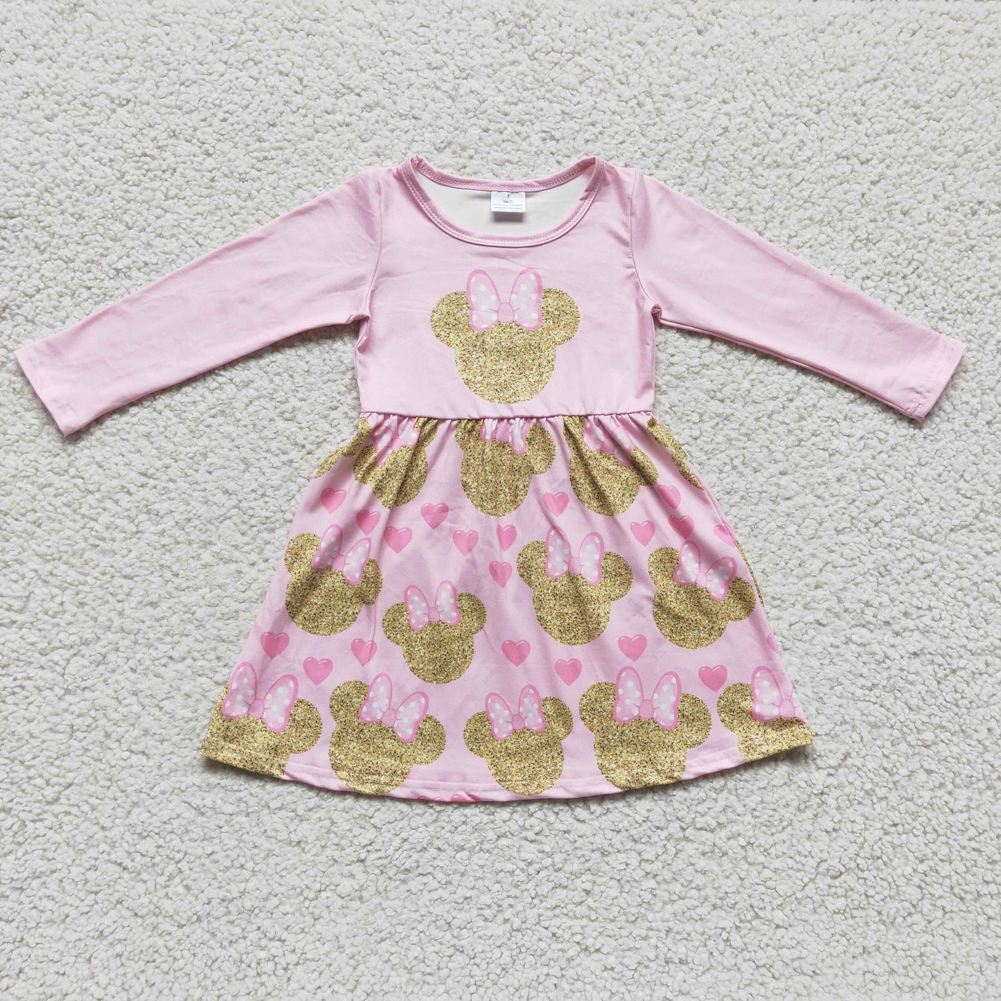 (Promotion)Girls pink cartoon mouse Valentine's Day dress GLD0156