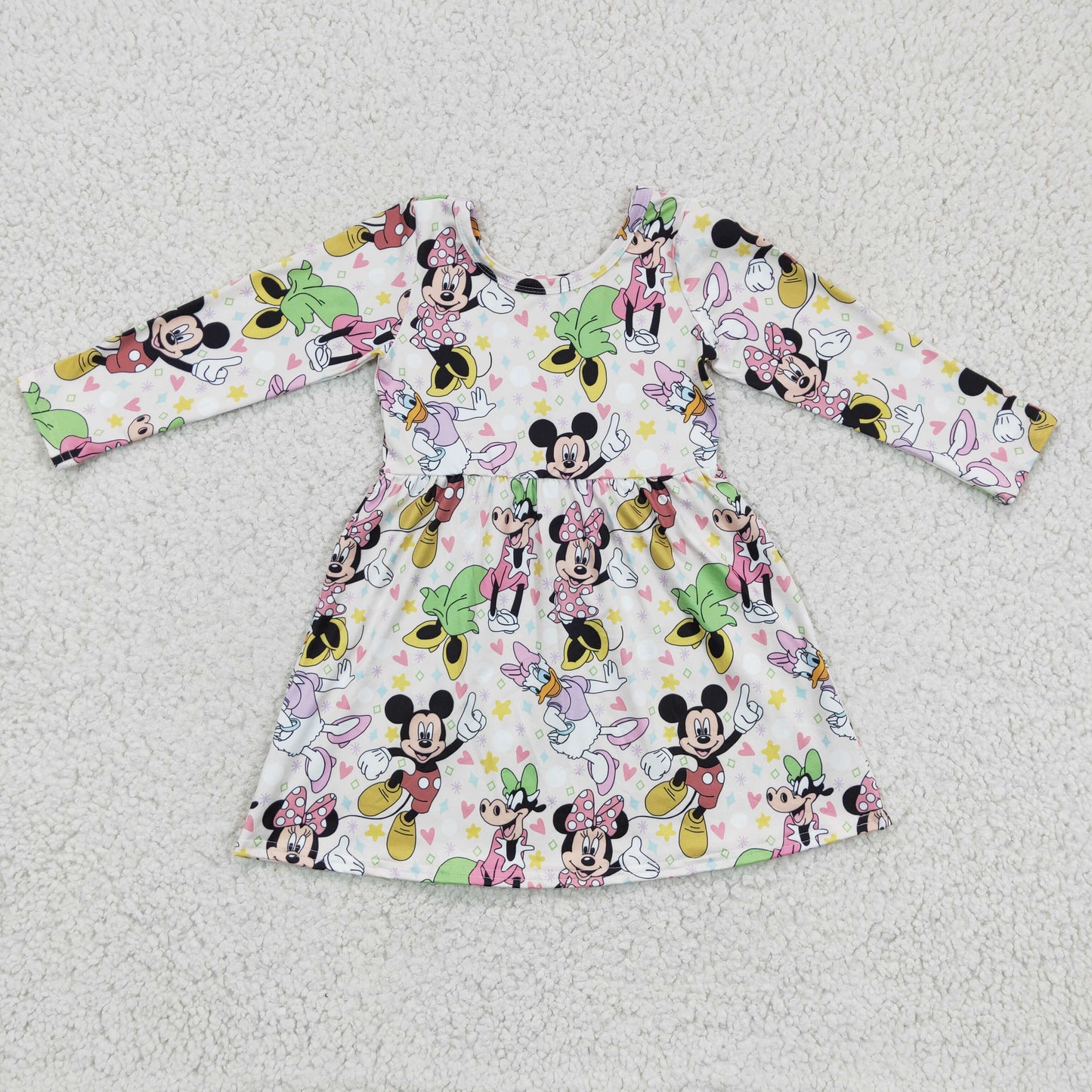 (Promotion)Girls cartoon mouse heart print Valentine's Day dress GLD0158