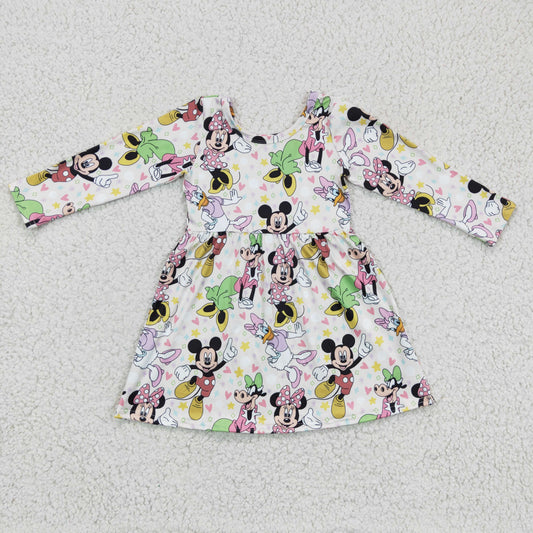 (Promotion)Girls cartoon mouse heart print Valentine's Day dress    GLD0158