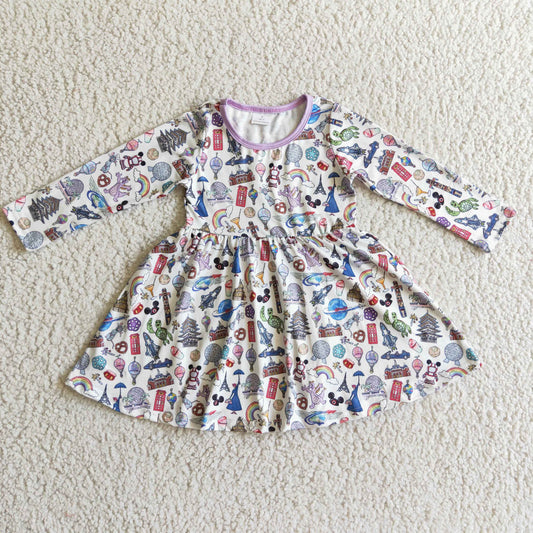 (Promotion)Girls cartoon print dress    GLD0160