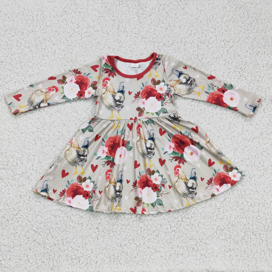 (Promotion)Girls flora print Valentine's Day dress    GLD0163
