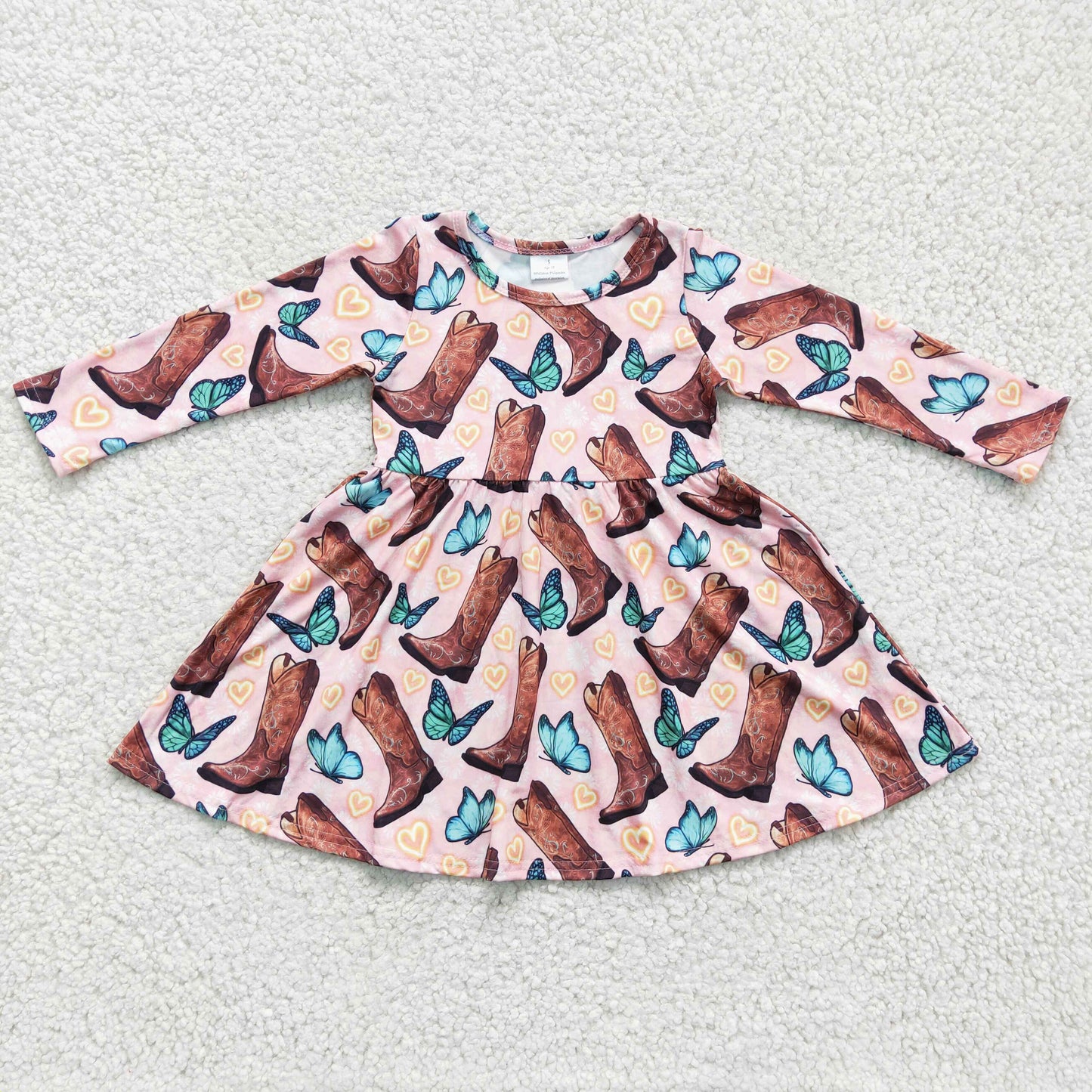 (Promotion)Girls boots print western dress GLD0166