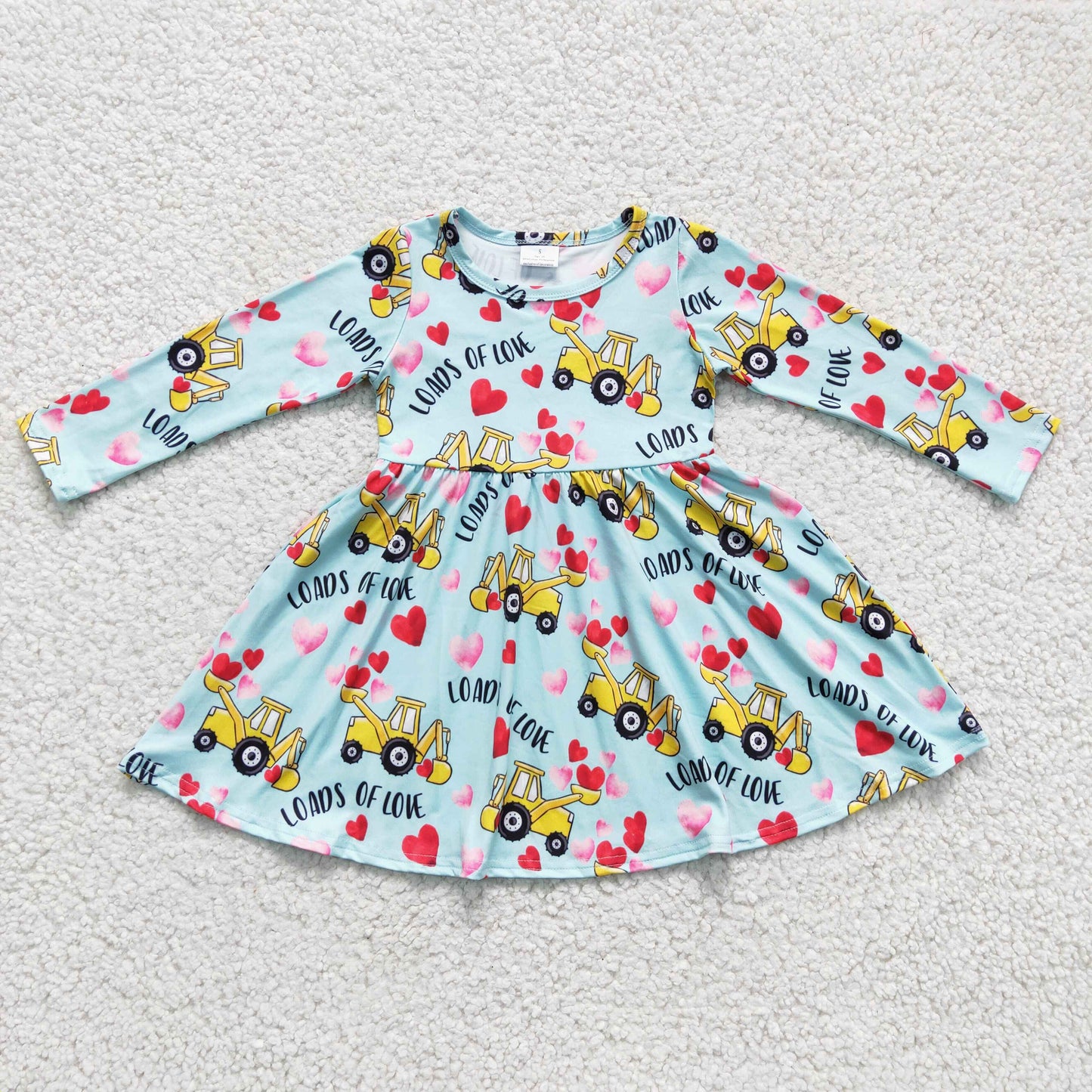Girls Valentines day truck print dress GLD0167