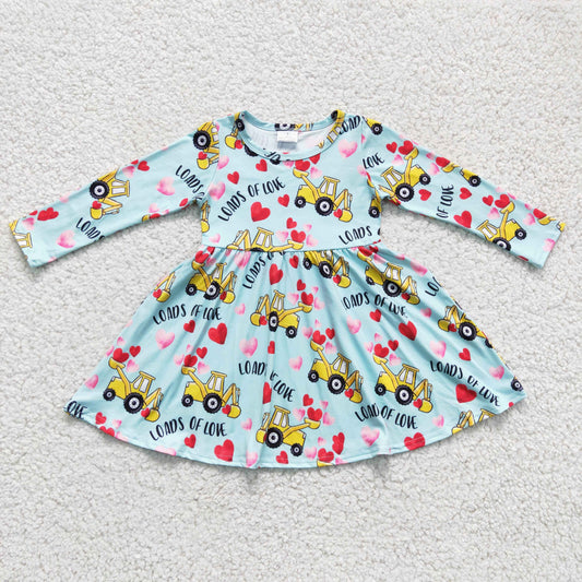 Girls Valentines day truck print dress    GLD0167