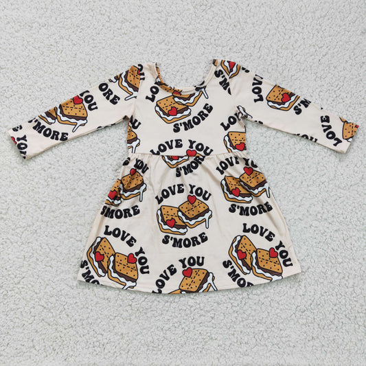 (Promotion)Girls Valentines day LOVE YOU S'MORE print dress    GLD0168