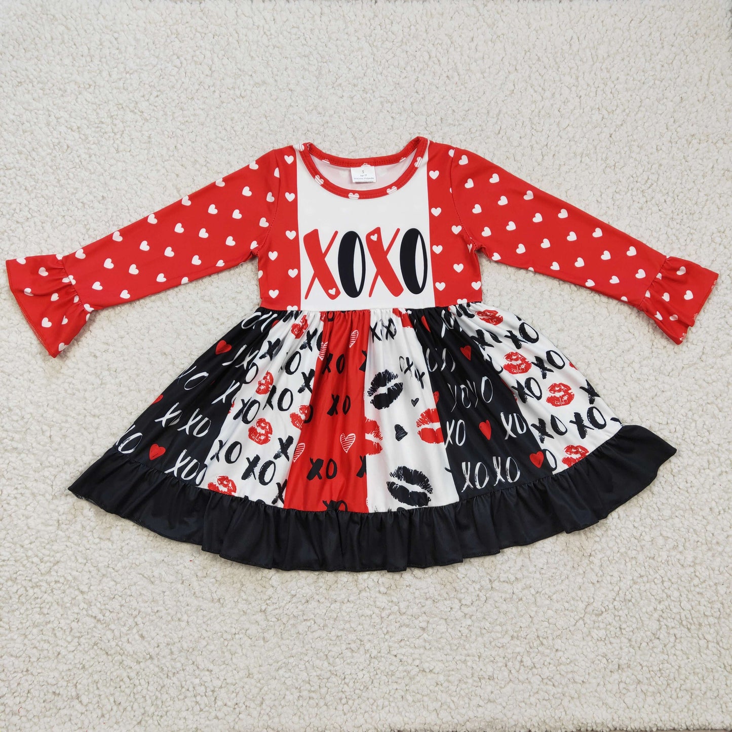 Girls long sleeve Valentine's Day twirl dress GLD0174