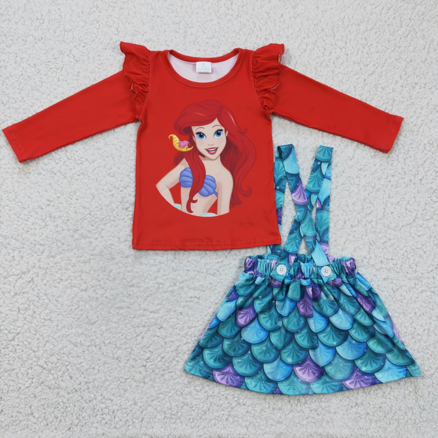 Girls fish scale print summer outfits GLD0175