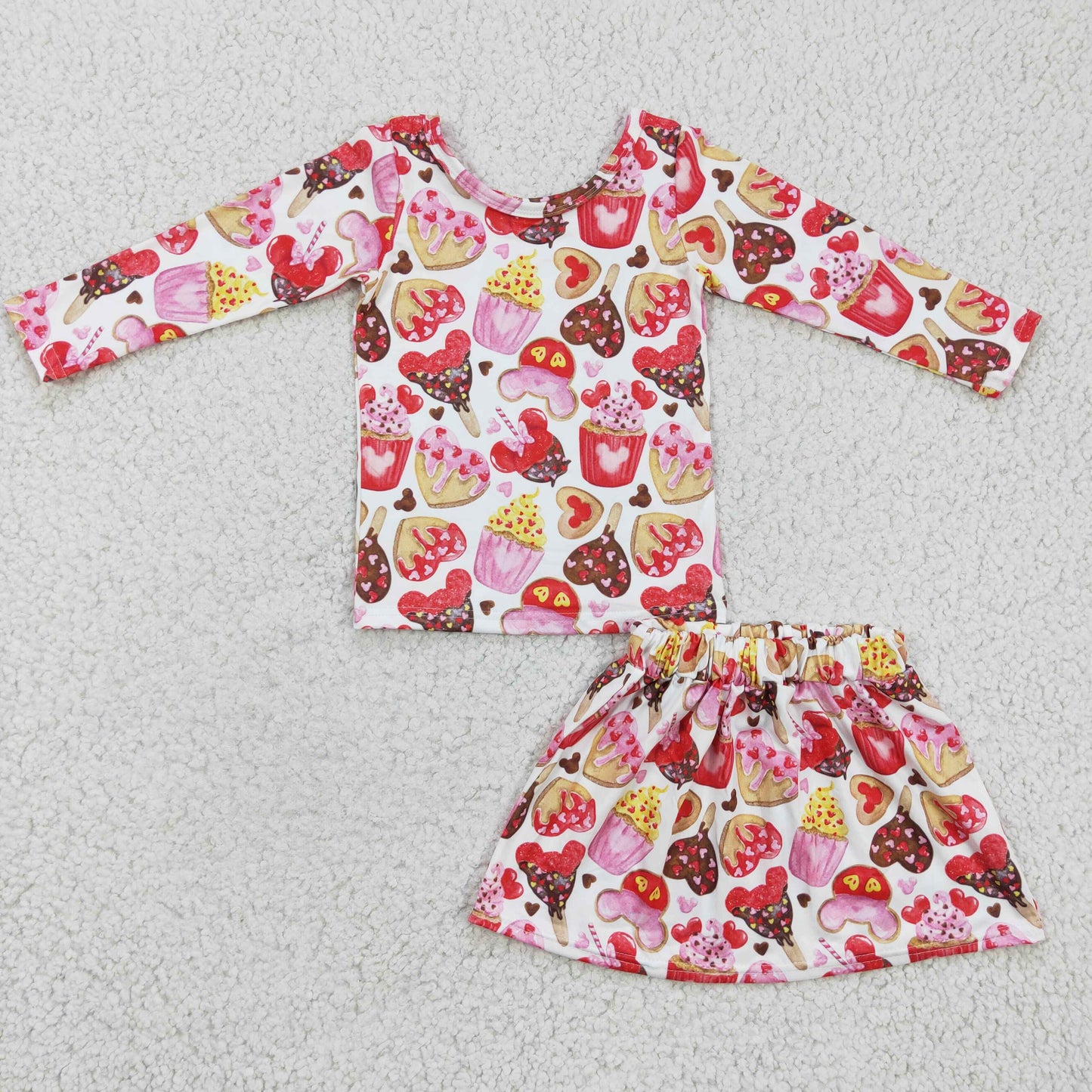 Girls cartoon print summer skirt outfits   GLD0176