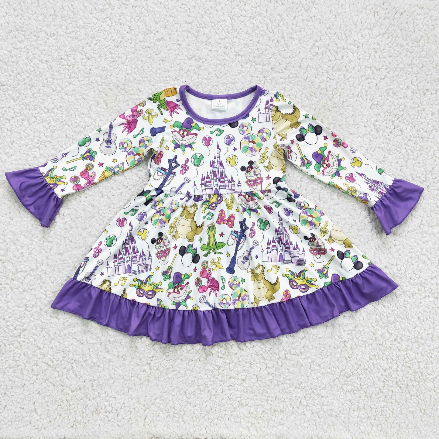 Girls long sleeve Mardi Gras dress GLD0180