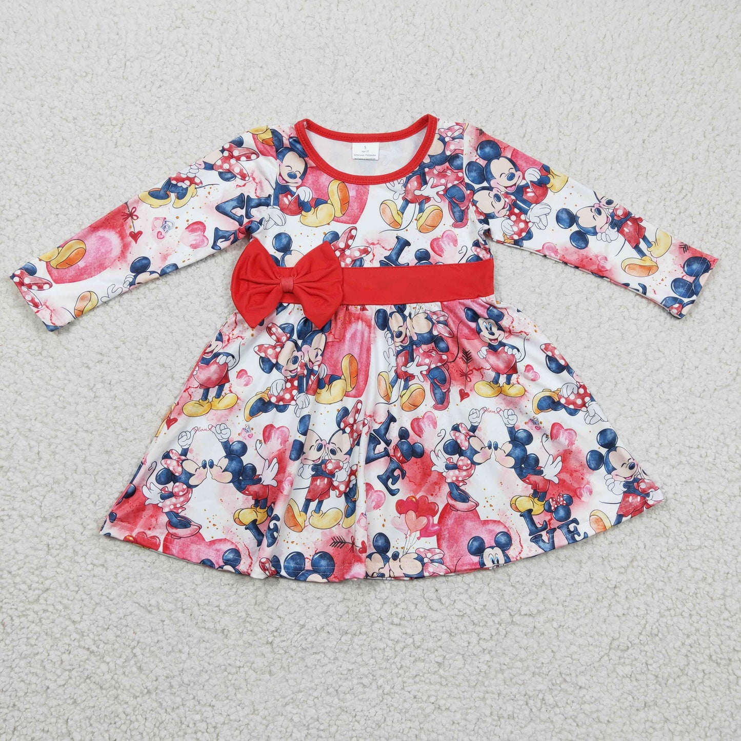 Girls cartoon print Valentine's Day dress GLD0185
