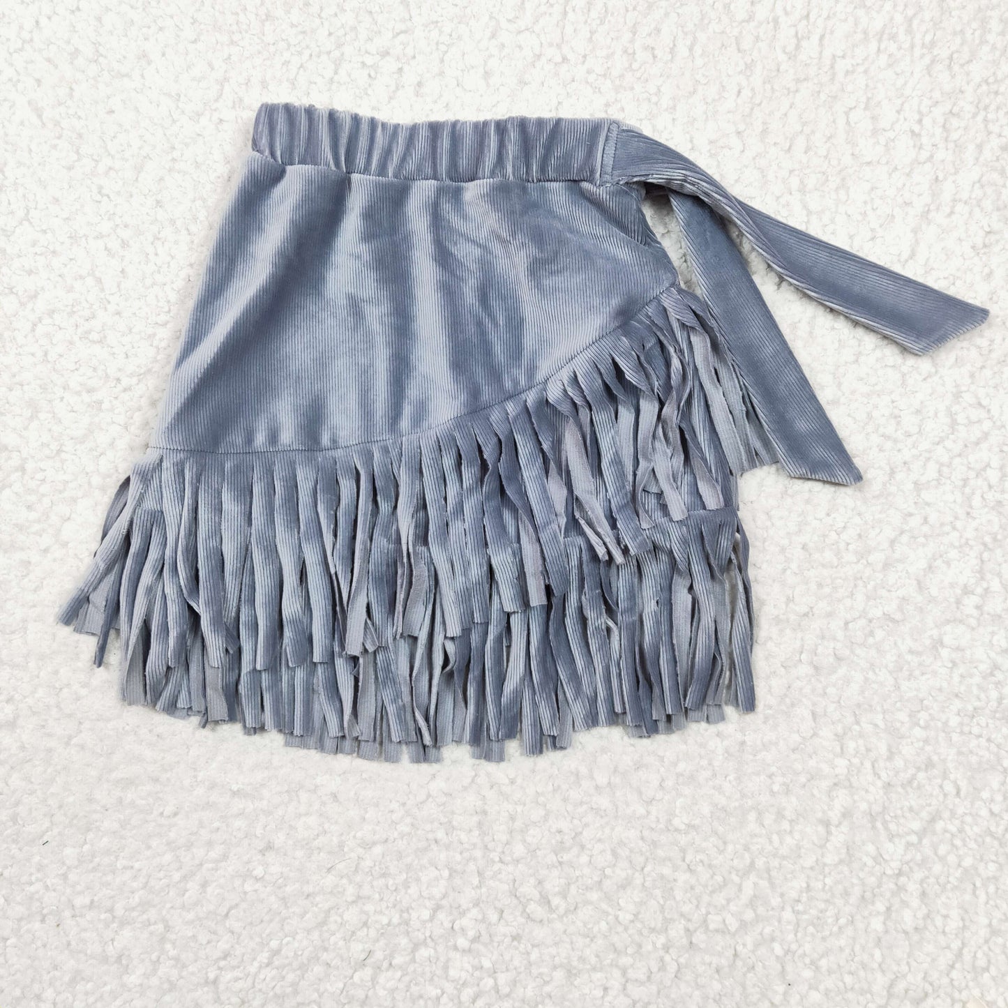 Baby Girls Velvet fabric blue grey Tassel Ruffle Skirts GLK0005