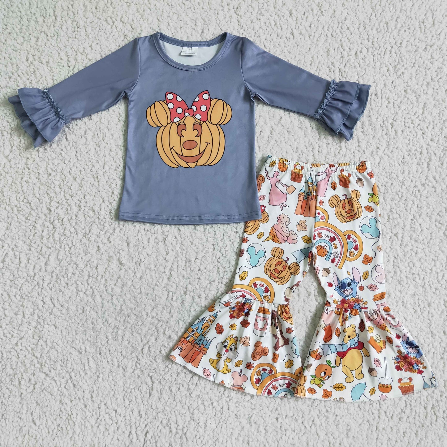 (Promotion)Cartoon Character Pumpkin Print Kids Fall Matching Clothes