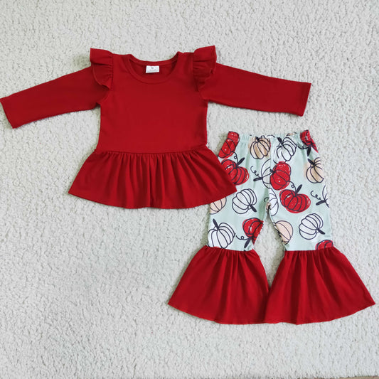(Promotion)Girls fall pumpkin outfits   GLP0039
