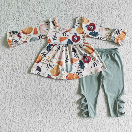 (Promotion)Girls fall pumpkin outfits     GLP0113