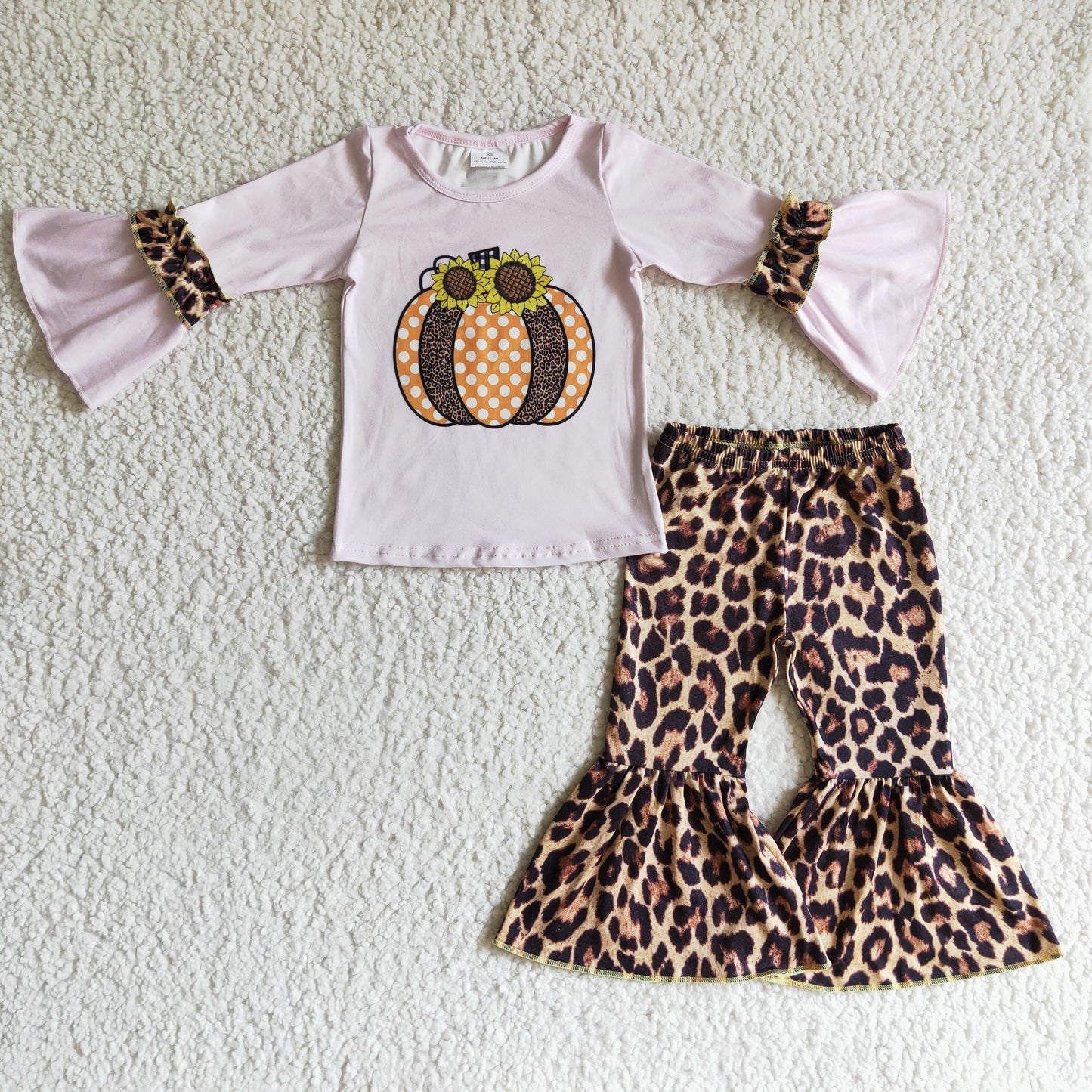 Girls fall pumpkin and leopard outfits GLP0125