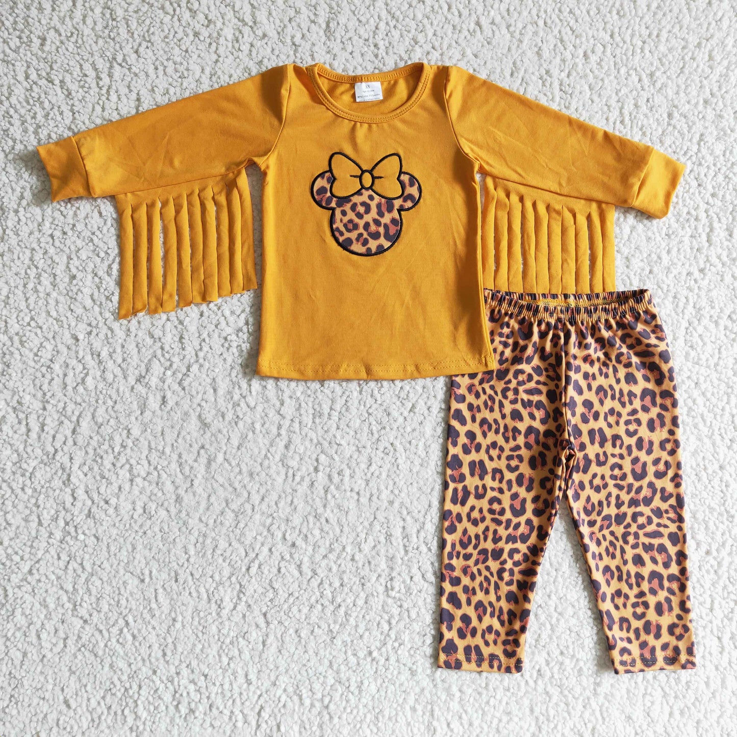 Girls fall tassels leopard print outfits GLP0128