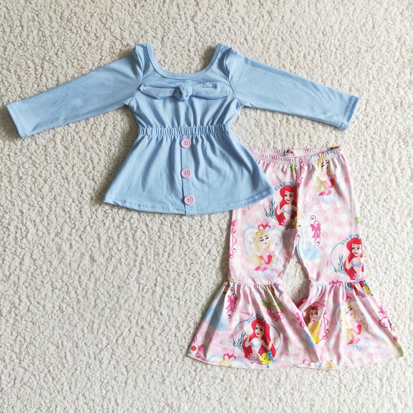 (Promotion)Girls blue princess print fall Outfits GLP0144