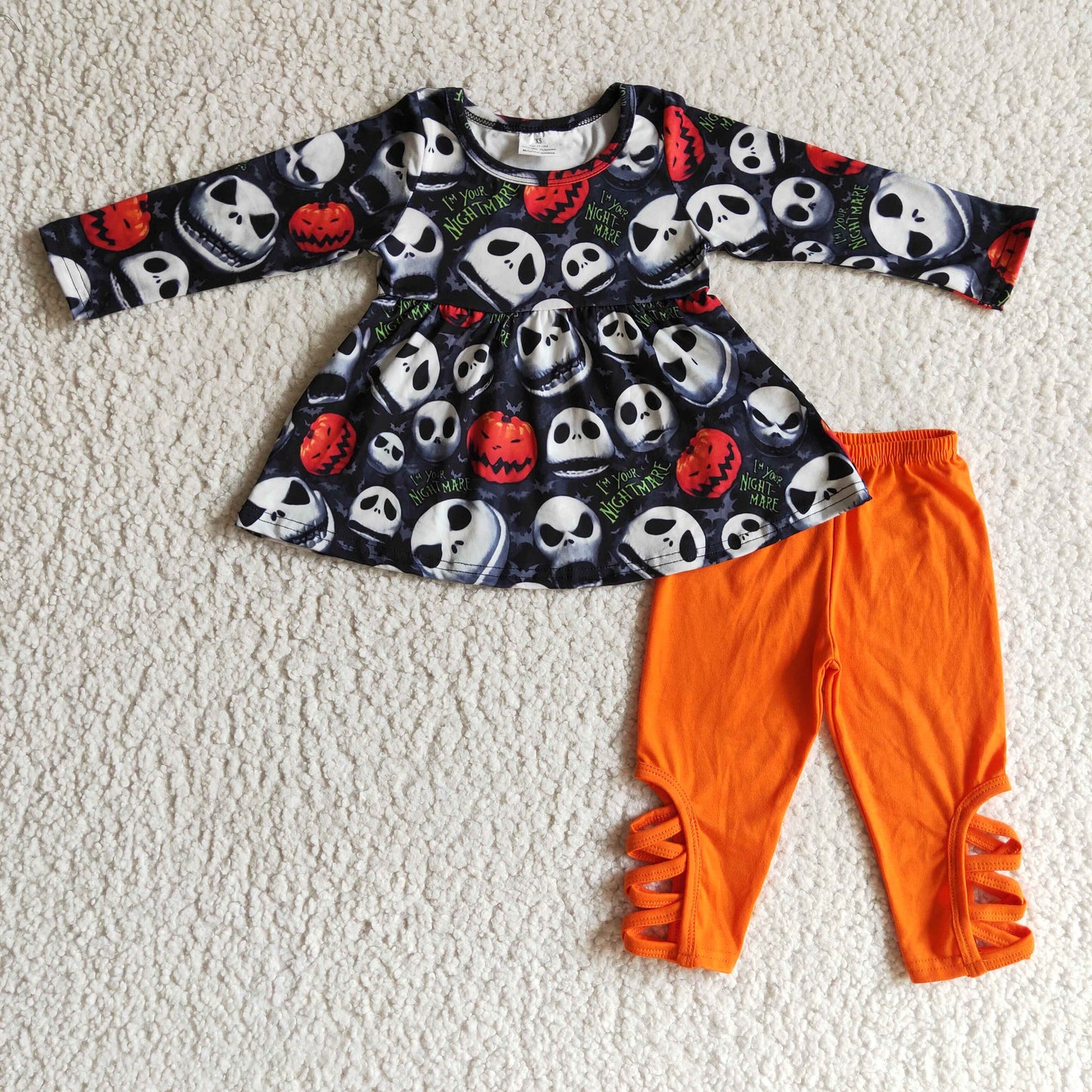 (Promotion)Pumpkin Tunic Top Orange Pants Girls Halloween Outfits   GLP0148