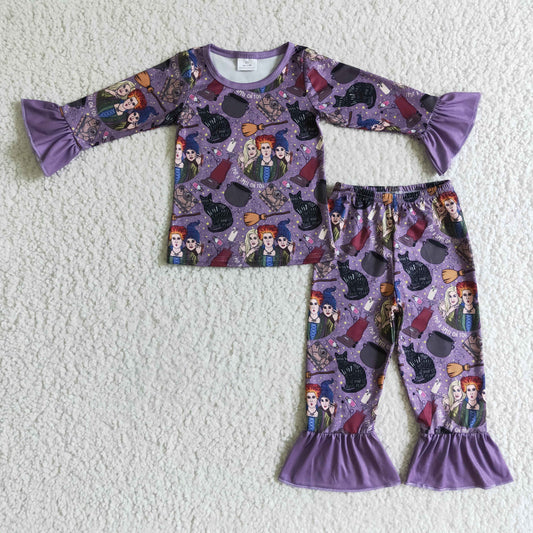 (Promotion) Witch Purple Print Girls Halloween Outfits       GLP0191