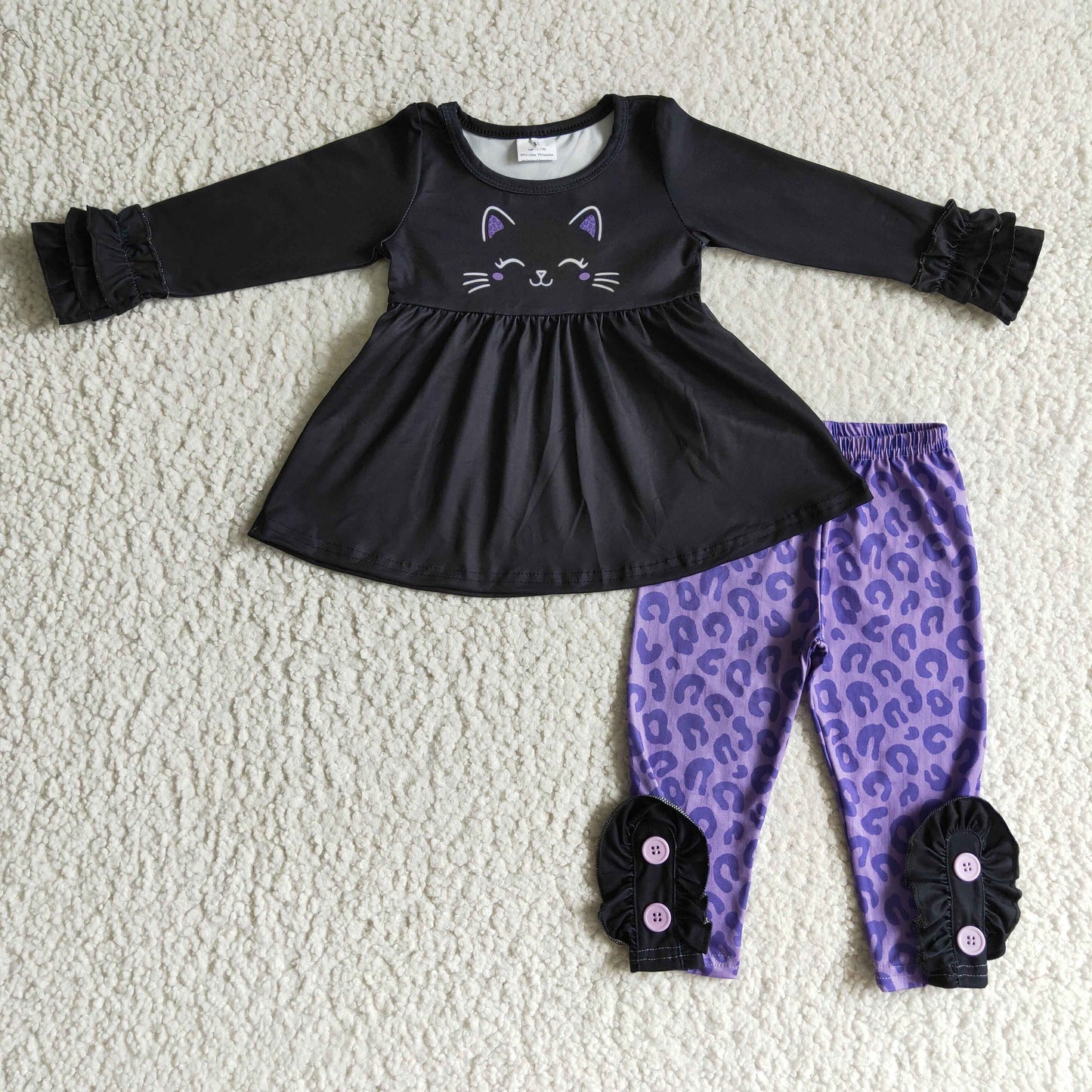 Girls purple cat design Halloween outfits GLP0212